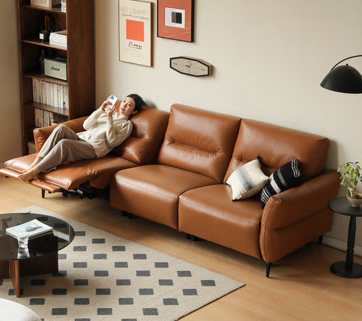 Leather Sofa, Head Layer, Cowhide Electric Sofa.