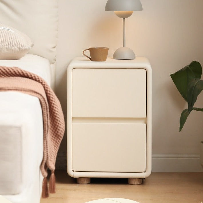 Leather Cream Style Nightstand