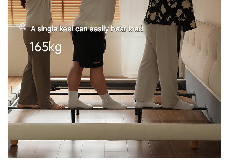 Fabric Genuine Leather Soft Bed Puff Cream Style with Light Bed