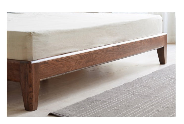 Modern oak solid wood Walnut color bed LED night lights"