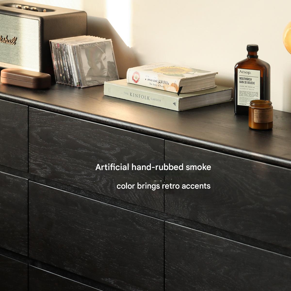 Oak Solid Wood Black Chest of Drawers