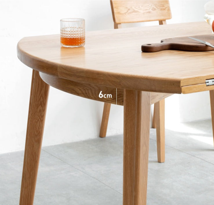 Oak solid wood folding dining table small apartment"