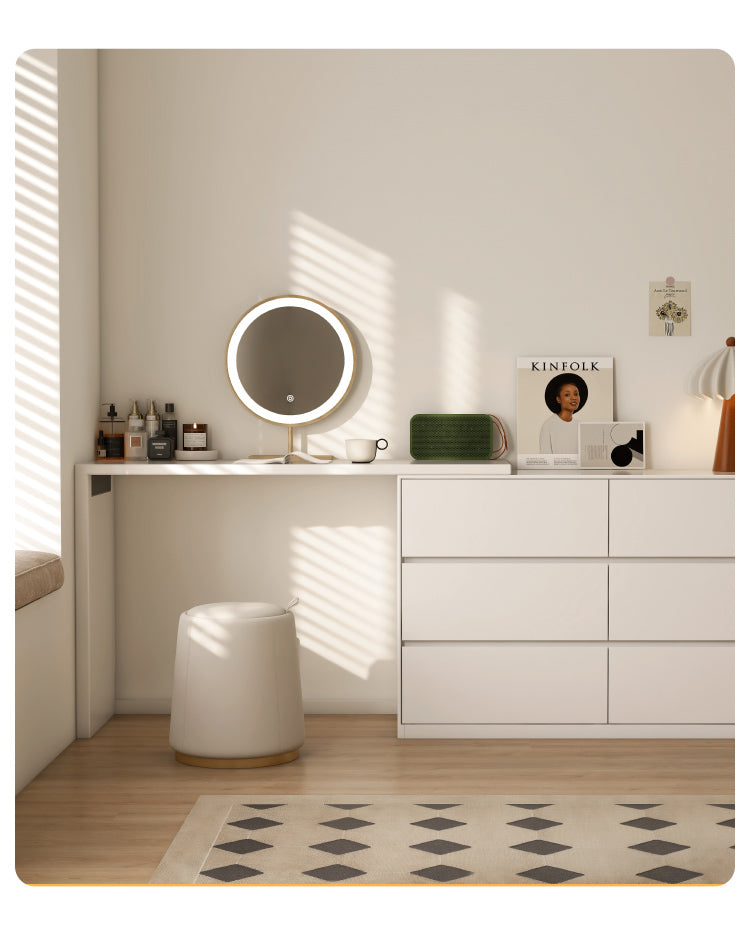 Poplar solid wood cream style telescopic dressing table*