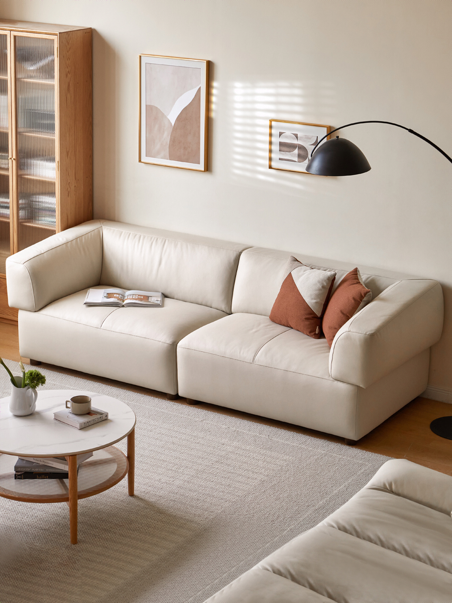 Technology Fabric Sofa Italian Light Luxury Tofu Block Sofa.