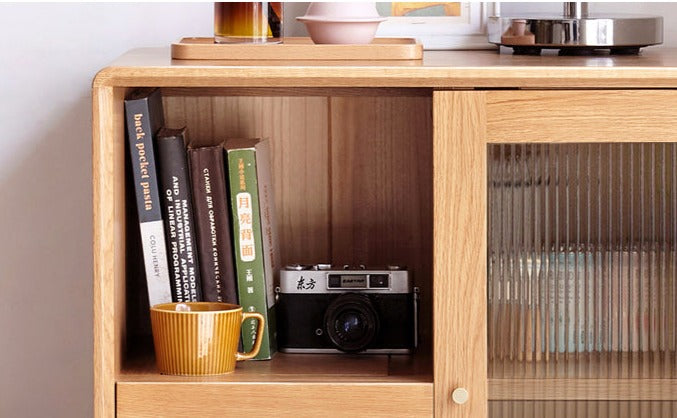 Oak solid wood side cabinet"