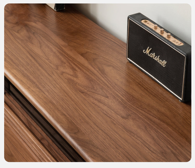 Black Walnut, Oak Solid Wood TV Cabinet LED Light Floor Cabinet.