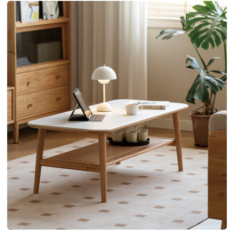Oak, Beech Solid Wood Slate Coffee Table