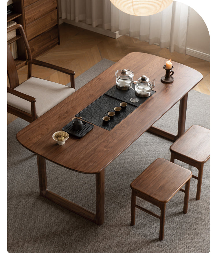 Black Walnut Solid Wood Tea Table Tea Tray Integrated.