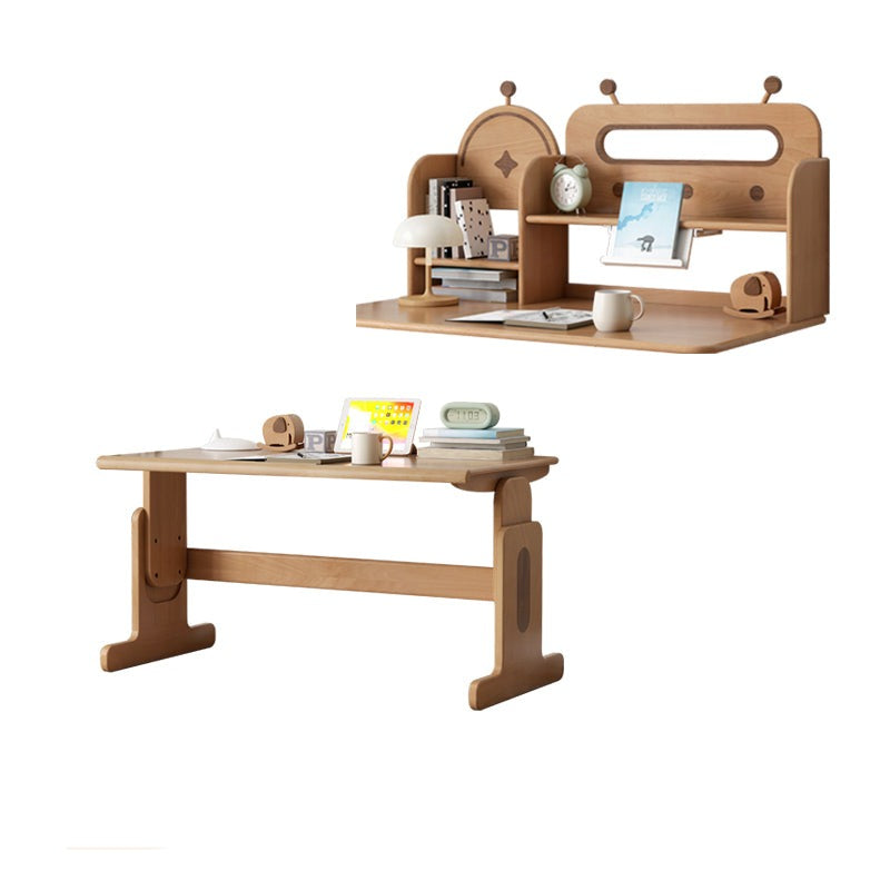 Beech Solid Wood Lifting Desk Bookshelf Combination