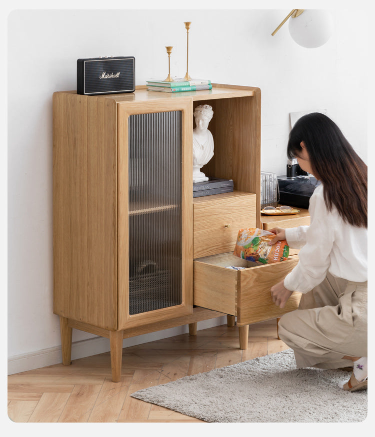 Ash Solid Wood Side Cabinet Storage.