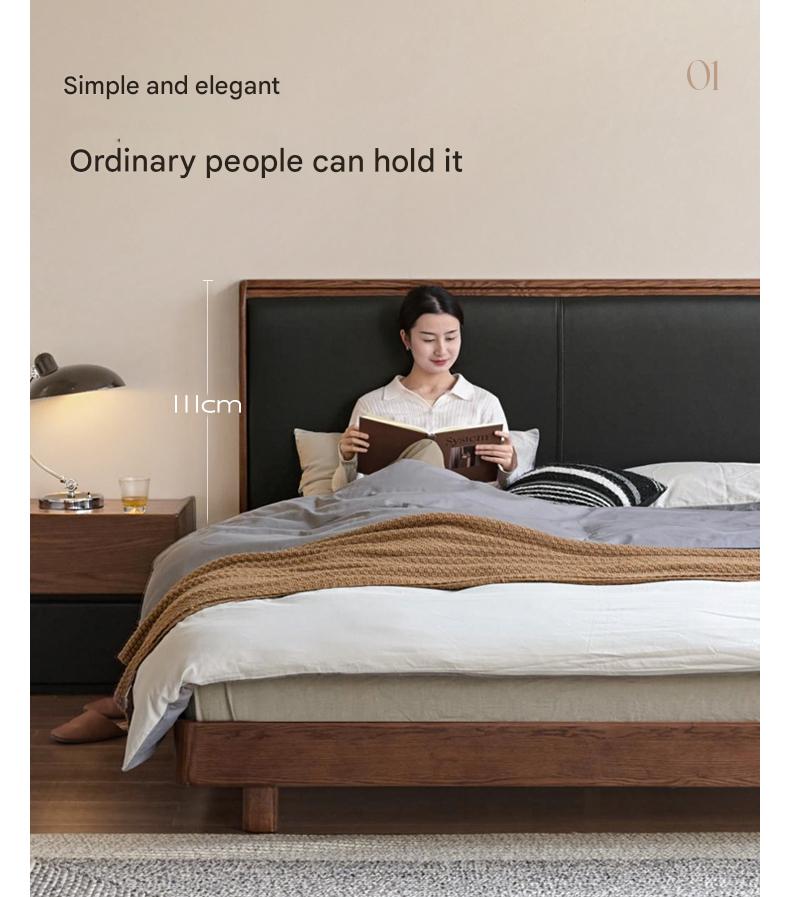 Oak Solid Wood Modern Simple Luminous Bed