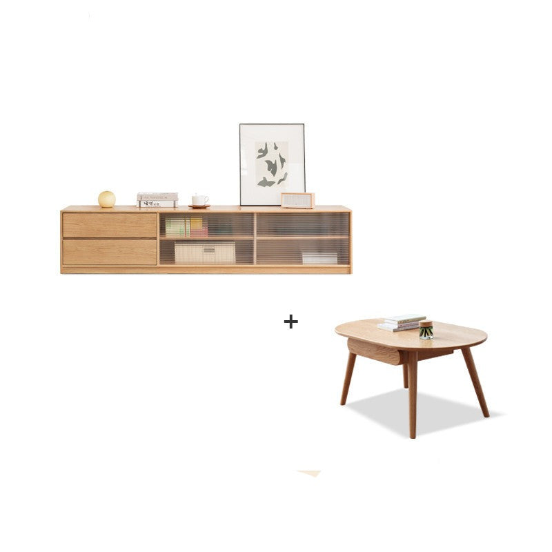 Oak, Rubber Solid Wood TV Cabinet Floor Combination,