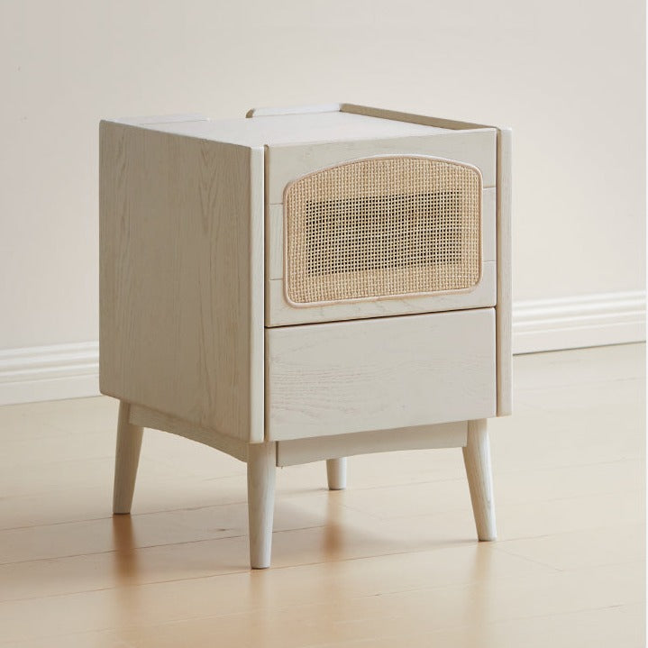 Ash Solid Wood Cream White nightstand"