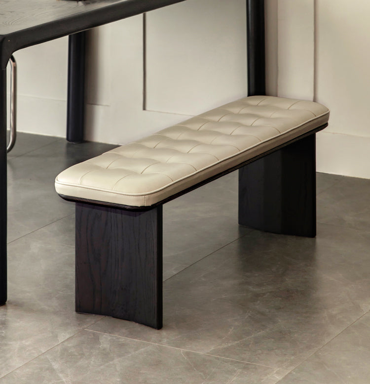 Black Walnut, Ash, Oak Solid Wood Luxury First-Layer Yellow Cowhide Seat Bench