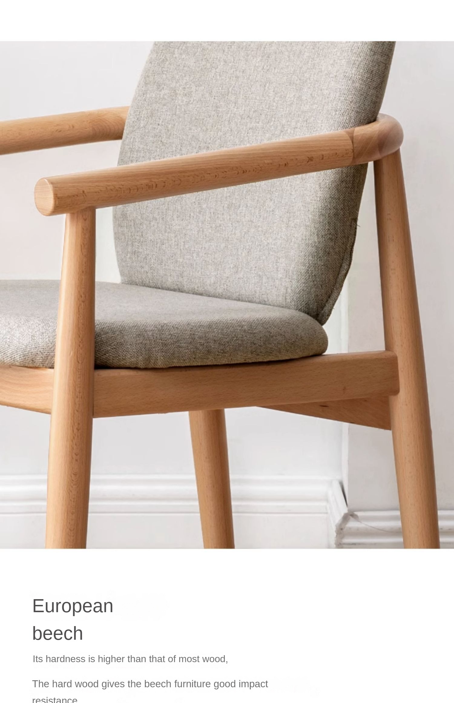 Beech Solid Wood Armchair Nordic)