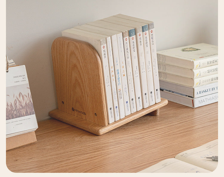 Oak, Solid Rubberwood Modern Desktop Small Bookshelf