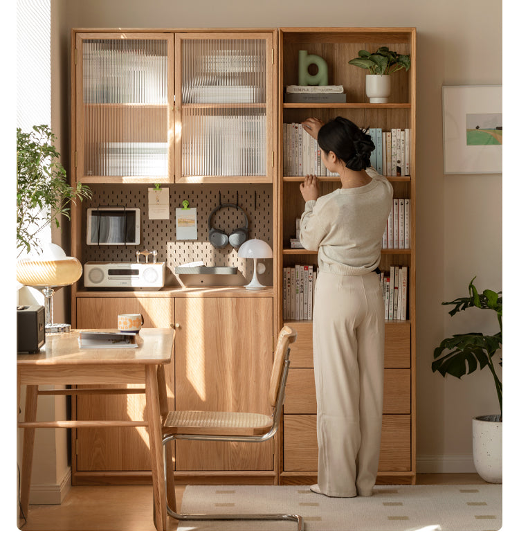 Oak Solid Wood Combination Wall Bookcase Bookshelf