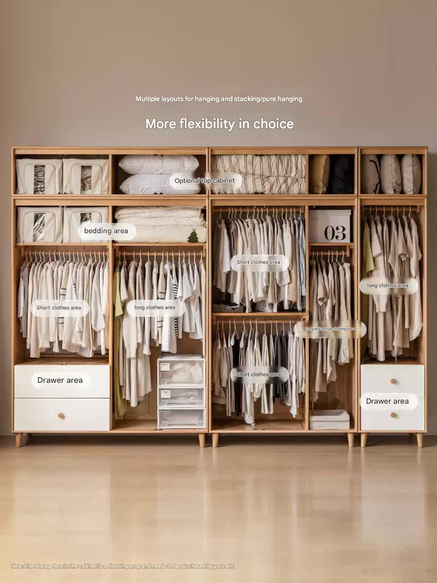 Oak Solid Wood Modern Wardrobe.