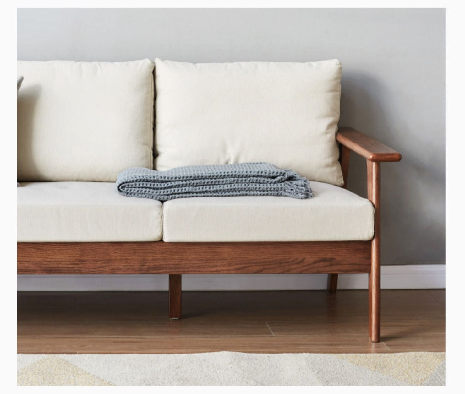 Oak Solid Wood Sofa Fabric Cushion.