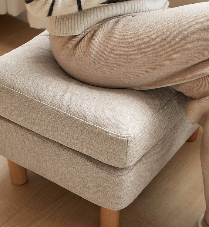 Beech Solid Wood Fabric Footstool