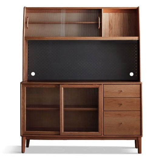 Solid Rubberwood, Oak Solid Wood Sideboard, Buffet Cabinet