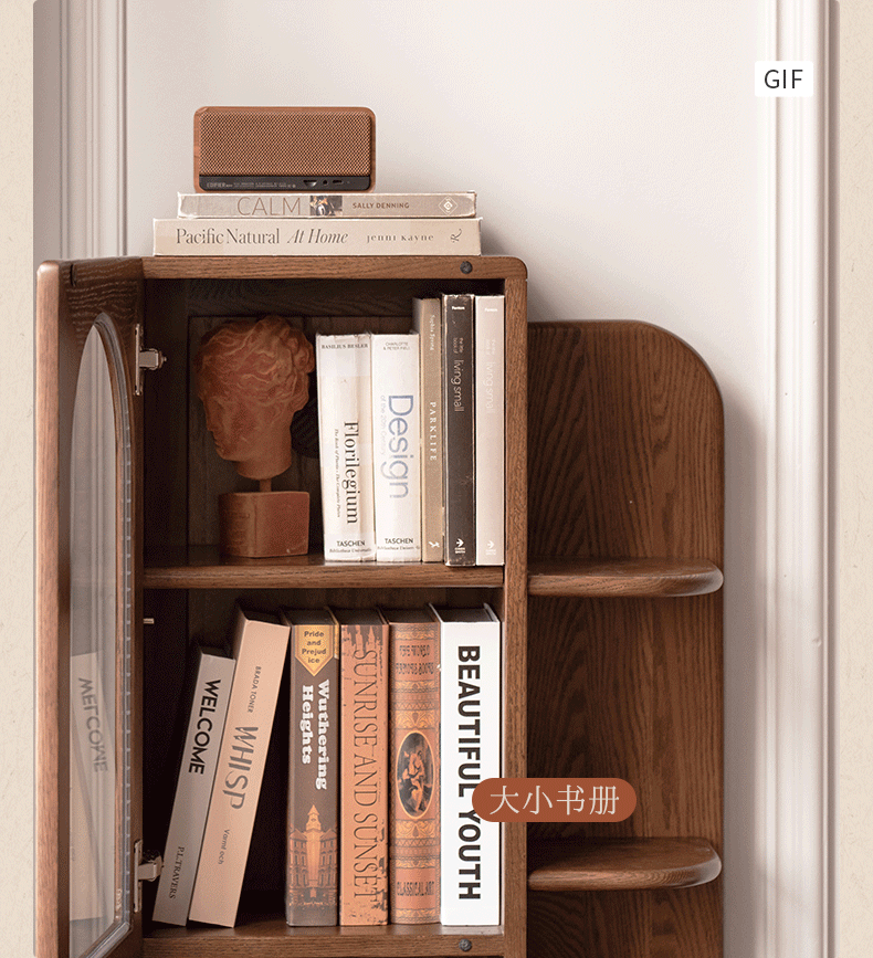 Oak Solid Wood Telescopic Desk with Integrated Bookshelf