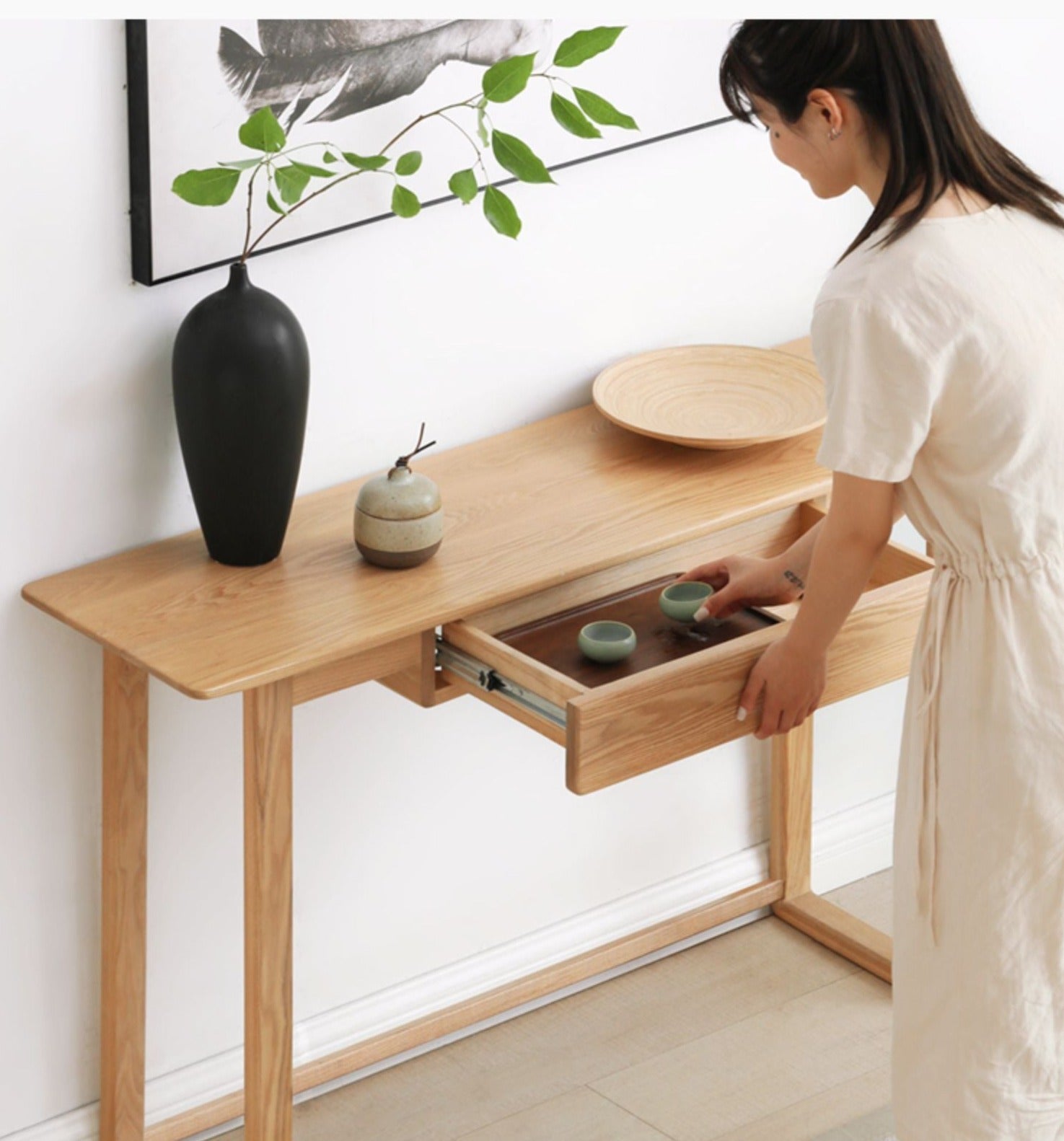Ash solid wood porch table modern"