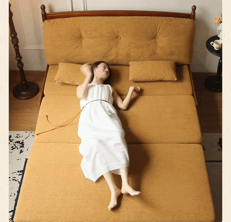 Poplar Solid Wood Telescopic French Vintage Sitting and Sleeping Dual purpose Sofa