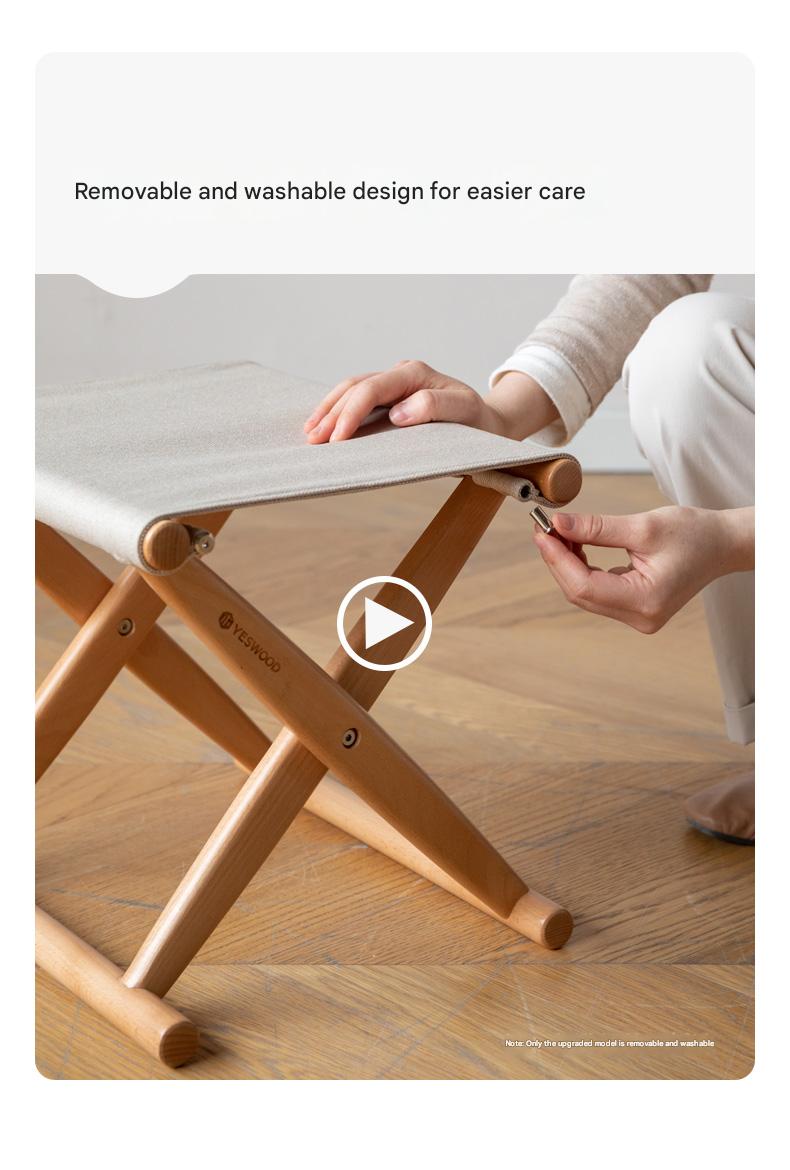 Beech solid wood outdoor portable folding stool