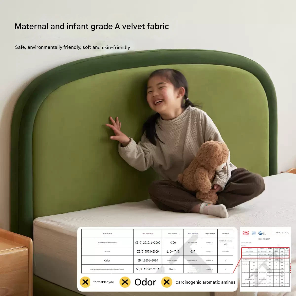 Fabric Children's Bed High Head Soft Bed