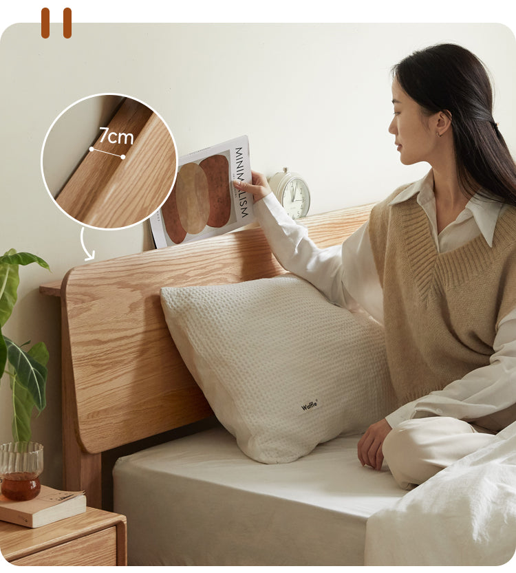Oak Solid Wood,Rubber Wood Bed Modern Nordic