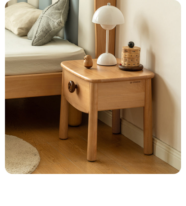 Beech, Rubber Solid Wood Modern Children's Nightstand