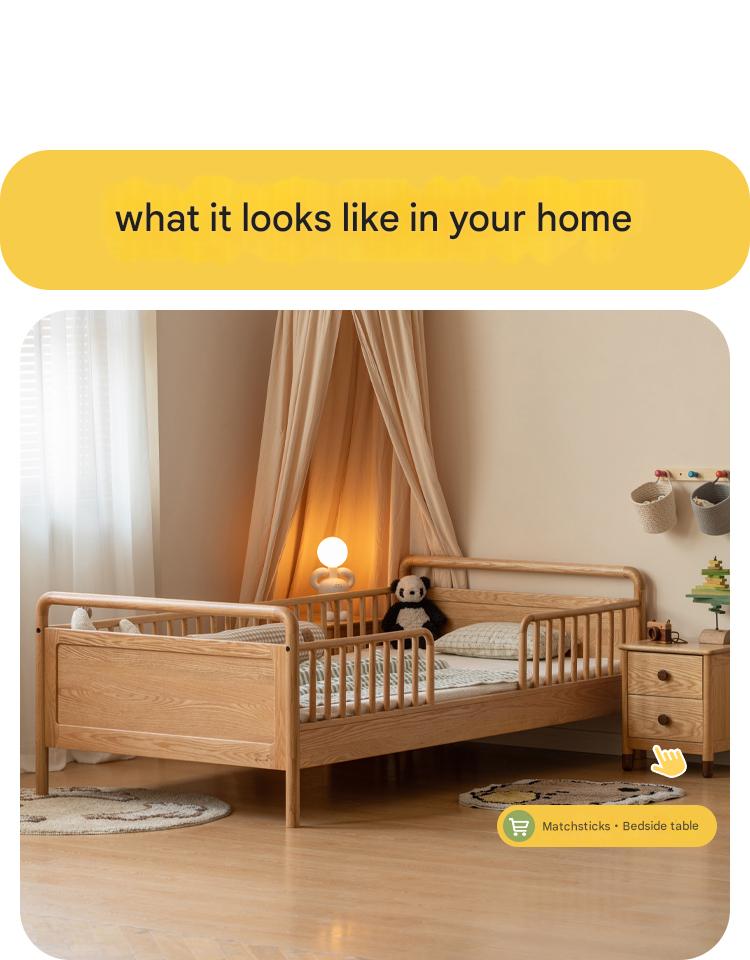 Oak Solid Wood Multi-functional Toddler Bed