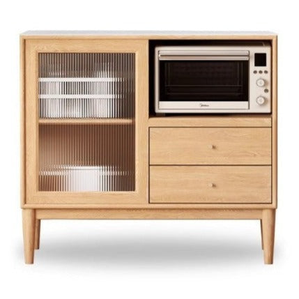 Ash Solid Wood Sideboard Multi-Functional Buffet Cabinet