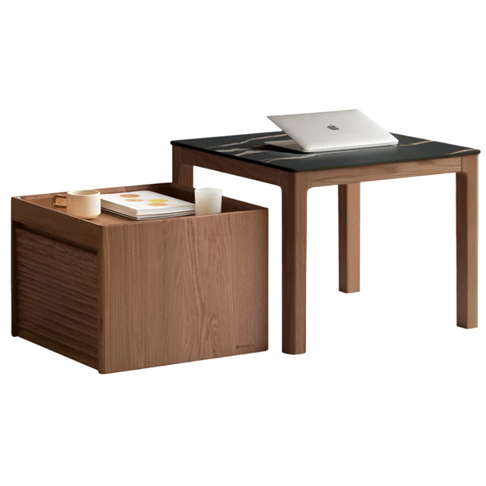 Black walnut, Oak, Beech Solid Wood Rock Plate Combination Coffee Table