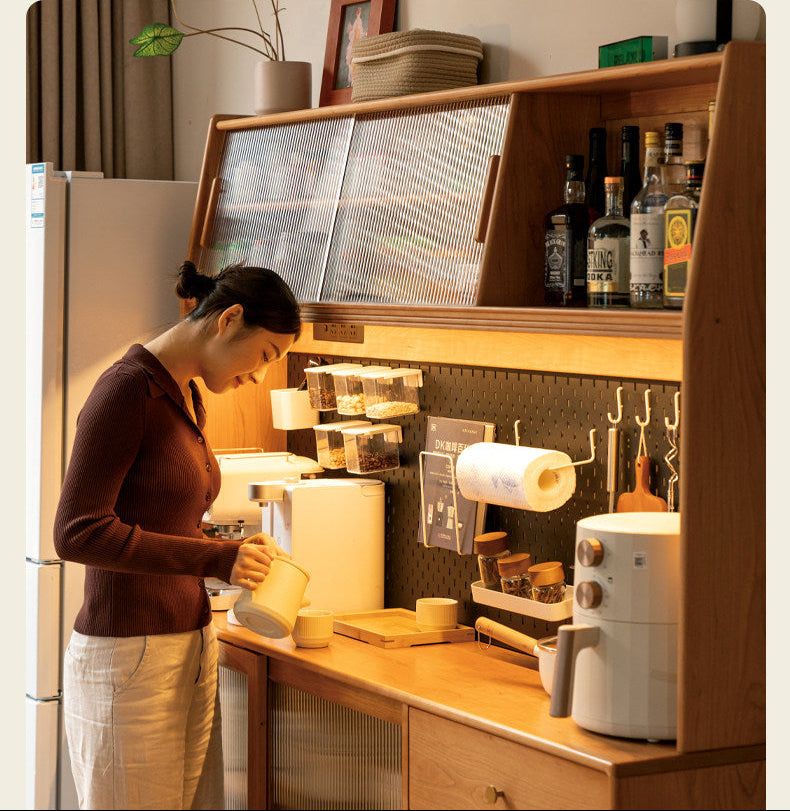 Cherry Solid Wood Sideboard High Cabinet Multi-Functional Buffet