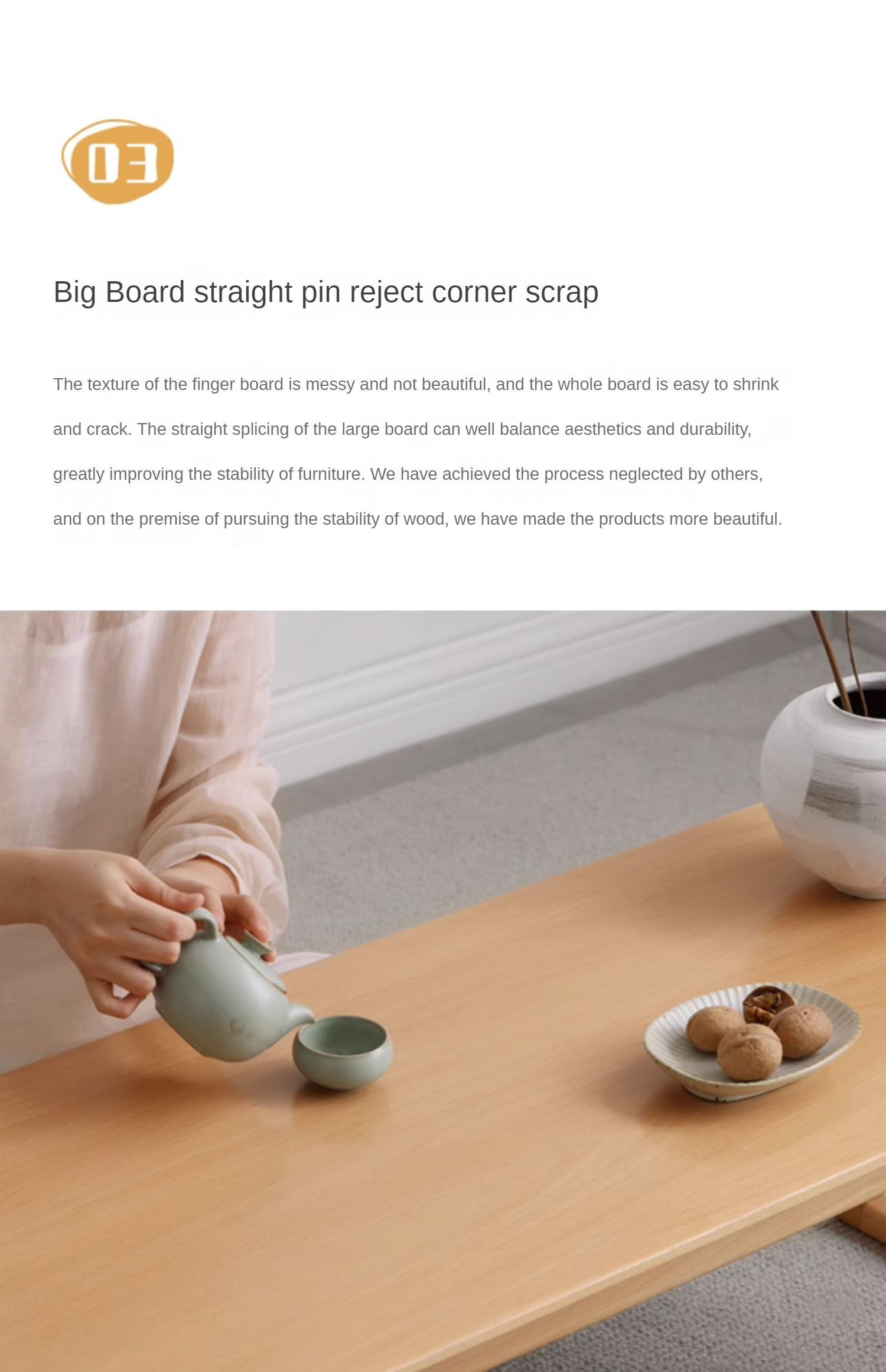 Beech Solid Wood Coffee Table, Bay Window Table