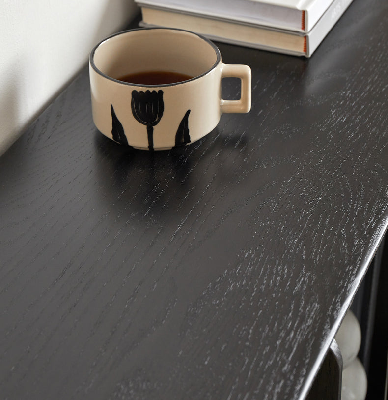 Oak, Ash Solid Wood Black Modern Bookcase