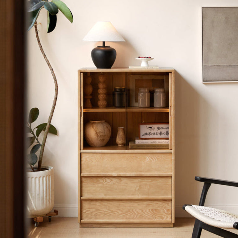 White Ash, Ash Solid Wood Edge Cabinet Wabi Sabi Style