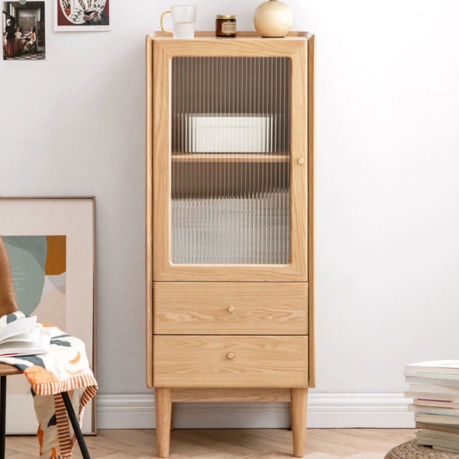 Ash Solid Wood Narrow Side Cabinet