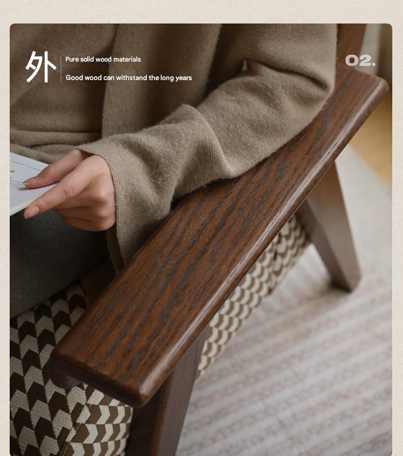 Oak Solid Wood Retro Armchair