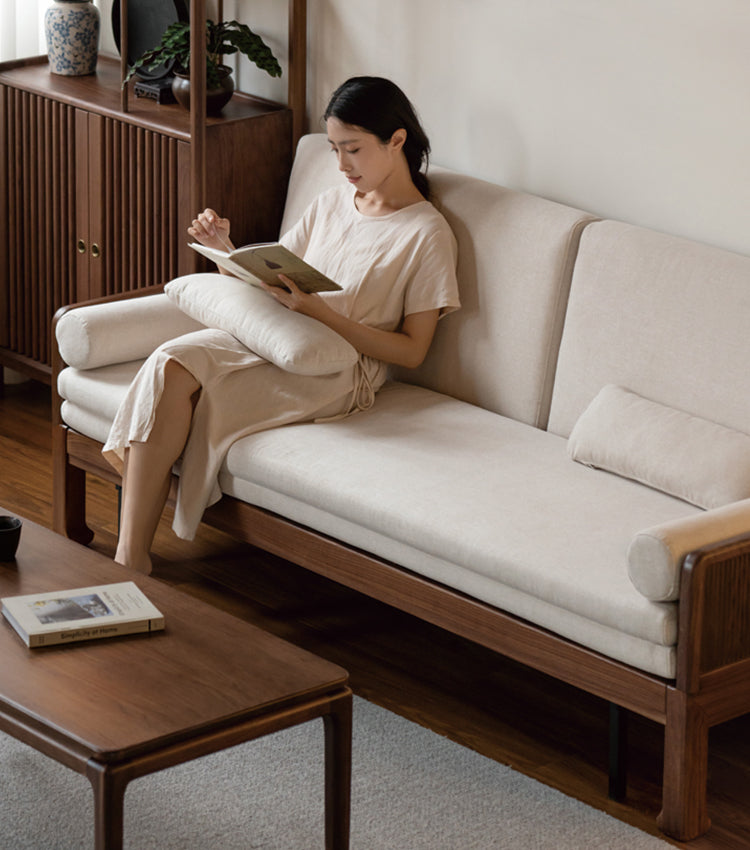 Black Walnut, Oak Solid Wood Foldable Sofa Bed.