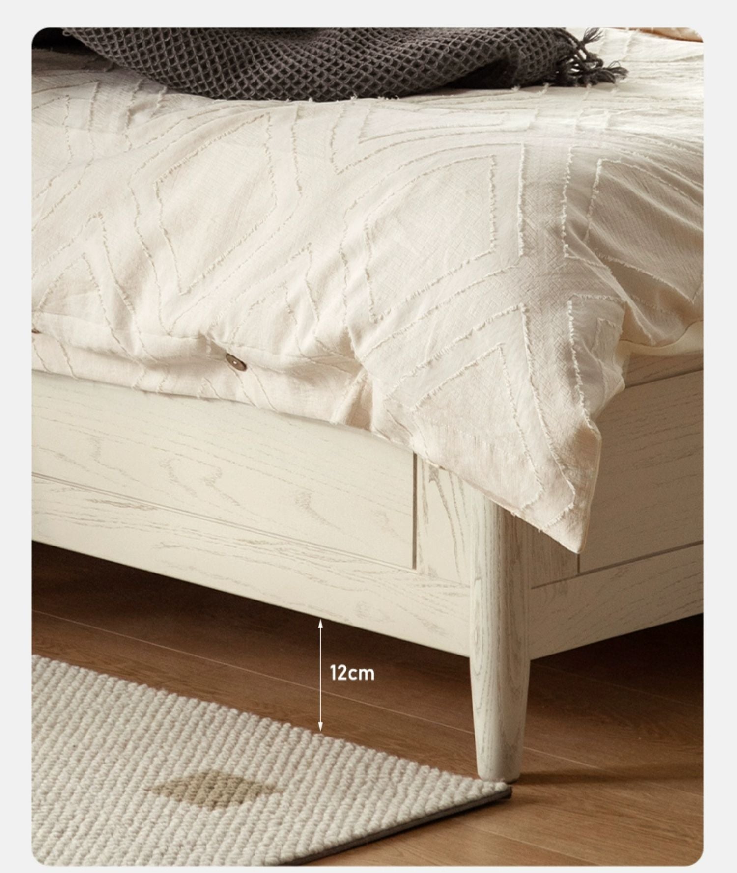 Rubber Wood, Oak Solid Wood French Style Box Bed