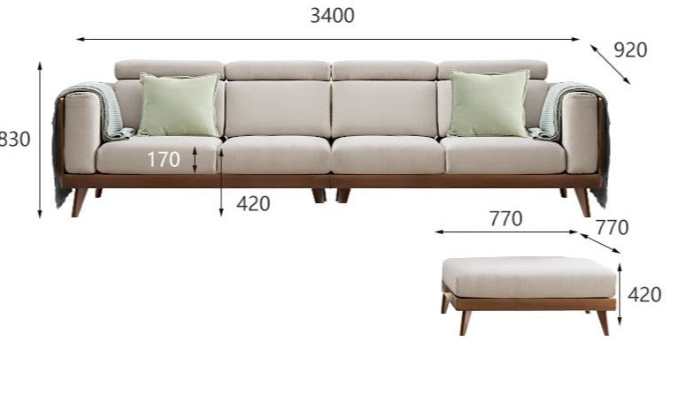 Sofa Black Walnut solid wood+
