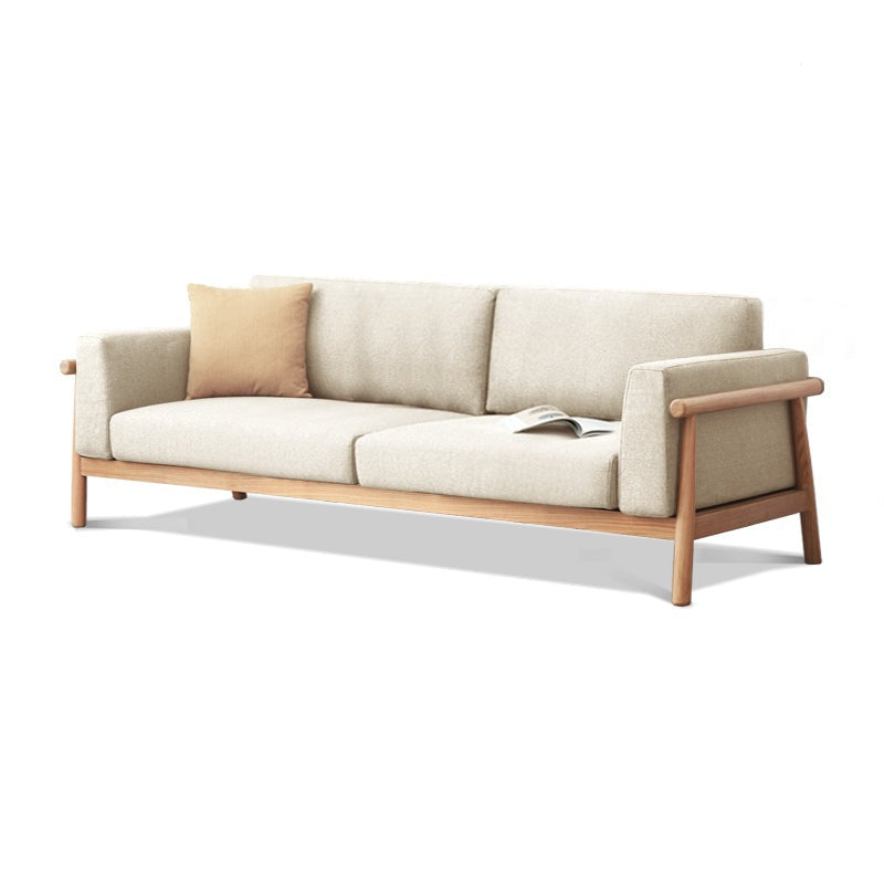 Oak solid wood fabric sofa"