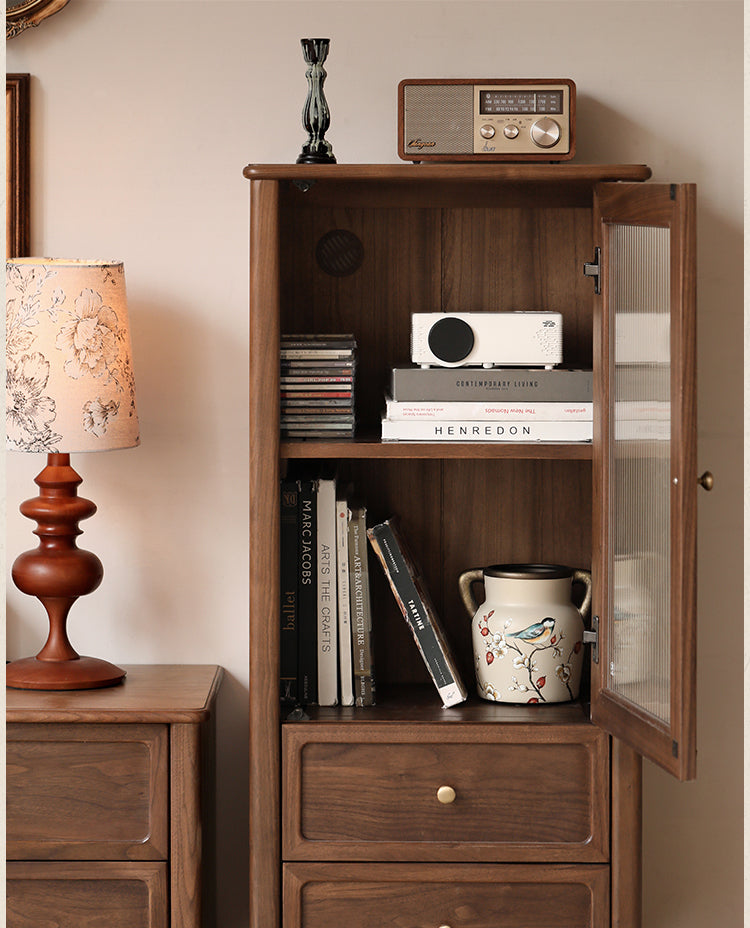 Black Walnut Solid Wood American Retro Locker Side Cabinet.