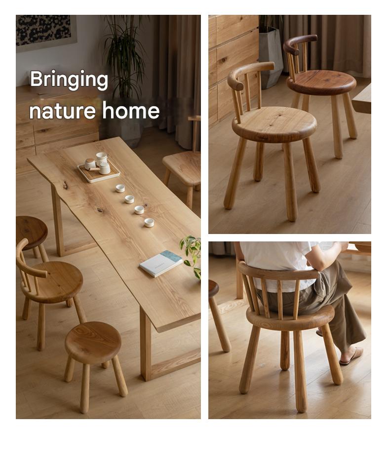 South American Walnut, Black Walnut, Ash Solid Wood Side Chair Small Stool