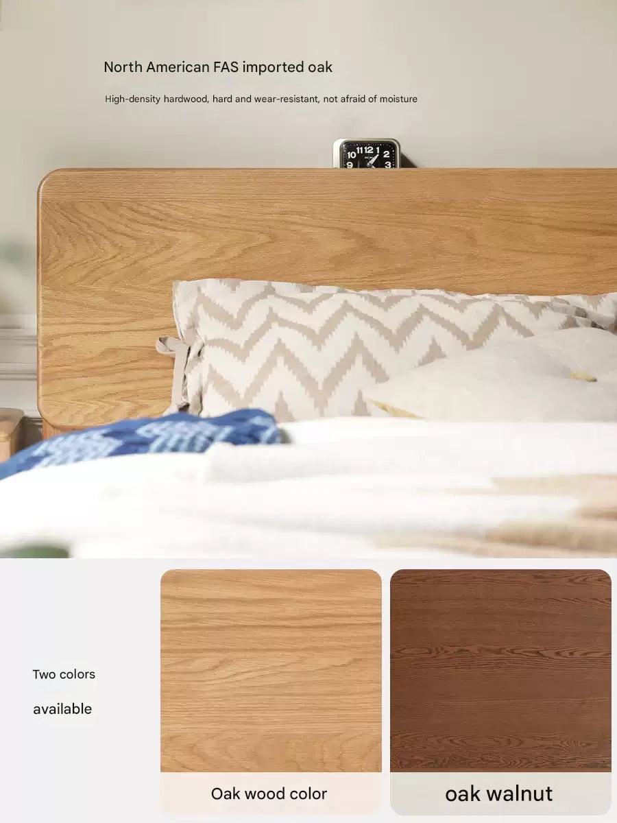 Oak Solid Wood Soft Light With Bookshelf Bed