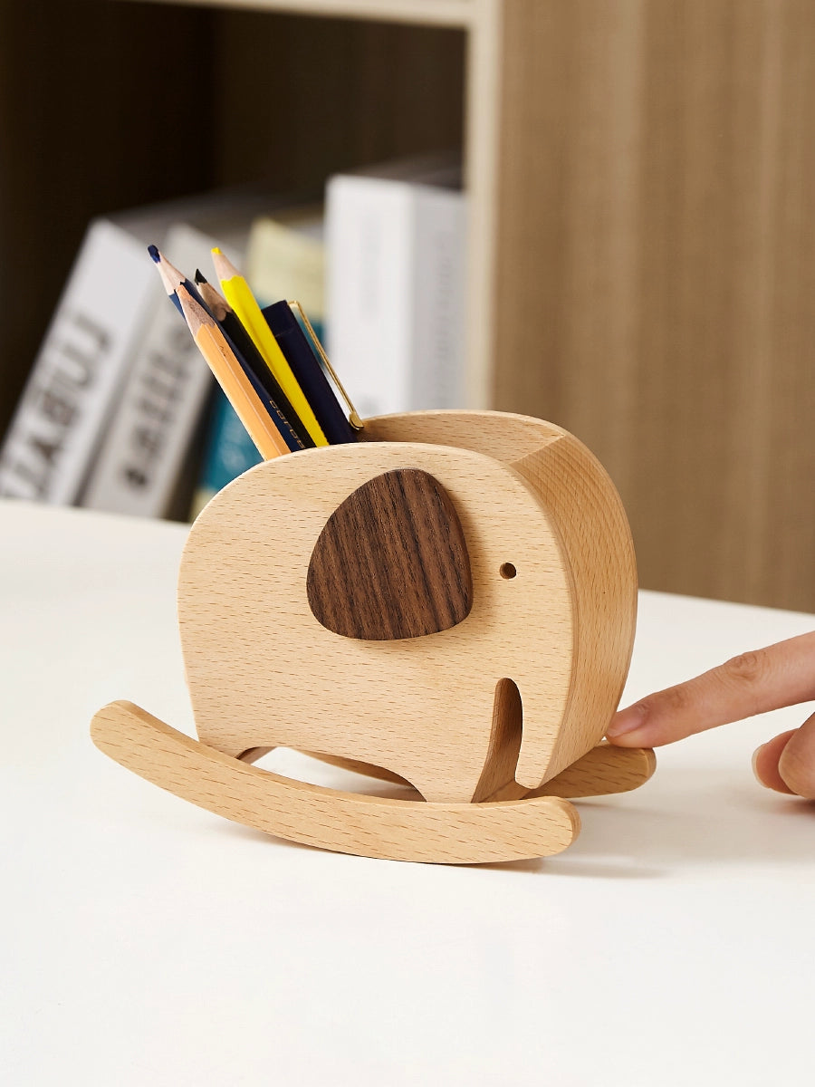 Beech Solid Wood Animal Shape Pen Holder