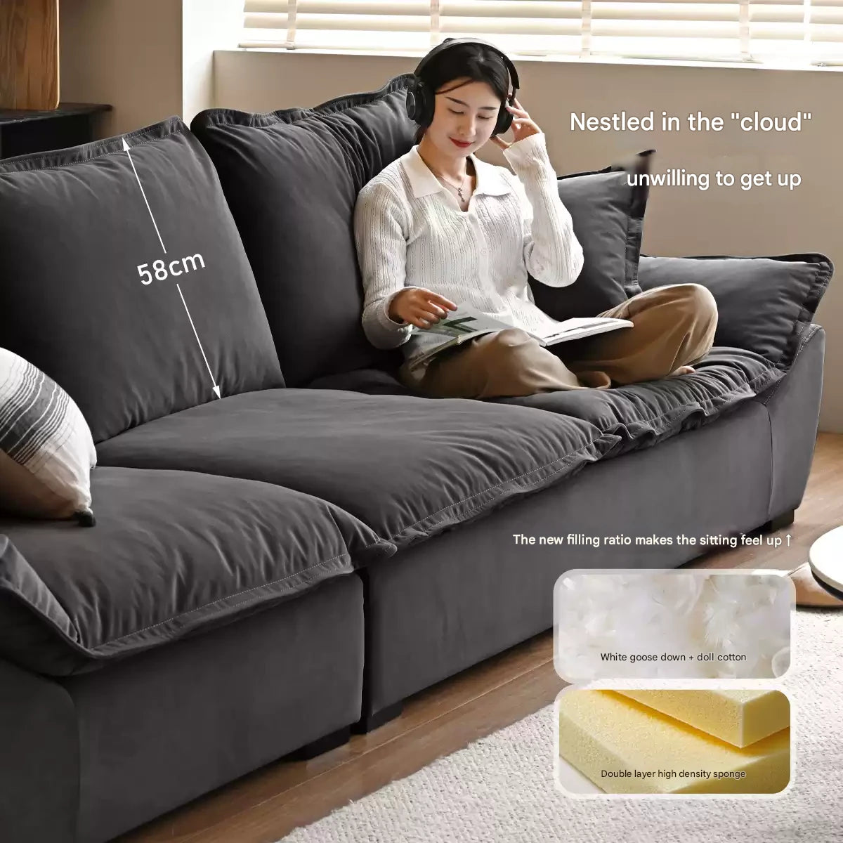 Fabric Coastal-style scratch-resistant sofa